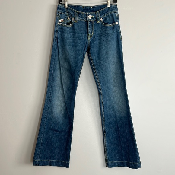 ABS Allen Schwartz Denim - Y2K Vintage ABS Low Rise Straight Leg Bootcut Blue Denim Jeans Pant Womens 4 27
